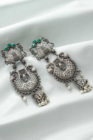 Antique Oxidized Silver Traditional Earrings