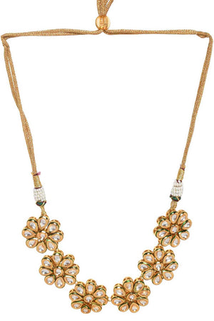 Handcrafted Floral Kundan Necklace With Earrings (FEMBD009)