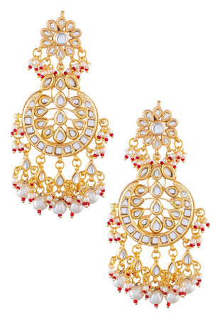 Gold Toned Kundan Crescent Shaped Earring (FEMBD013)