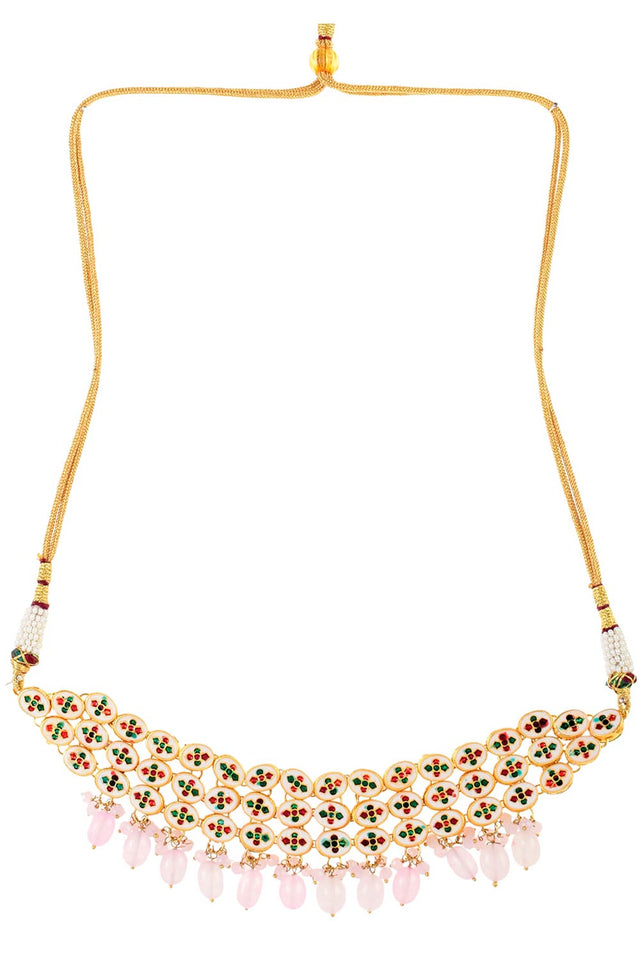 Pink Gold Tone Kundan Choker (FEMCH001)