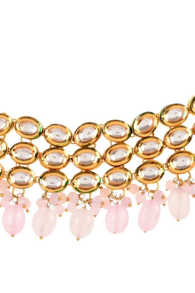 Pink Gold Tone Kundan Choker (FEMCH001)