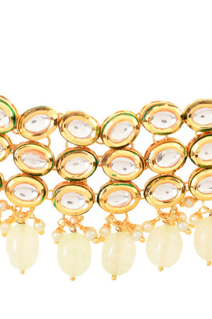 Ivory Beaded Handcrafted Kundan Choker (FEMCH005)