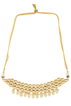 Ivory Beaded Handcrafted Kundan Choker (FEMCH005)