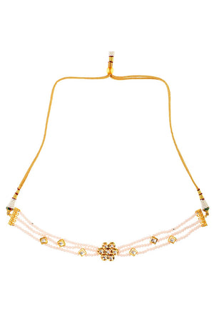 White Gold Tone Kundan Onyx Choker (FEMCH007)
