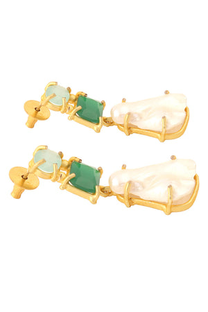 Baroque Pearl Green Mona Lisa Stone Earrings (FEMCJ005)