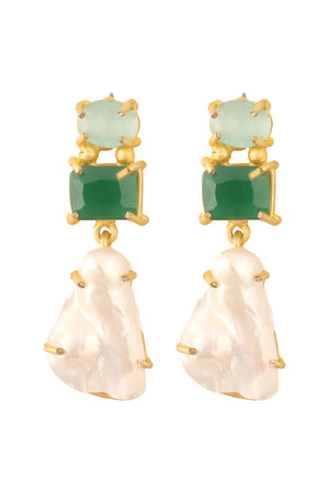 Baroque Pearl Green Mona Lisa Stone Earrings (FEMCJ005)