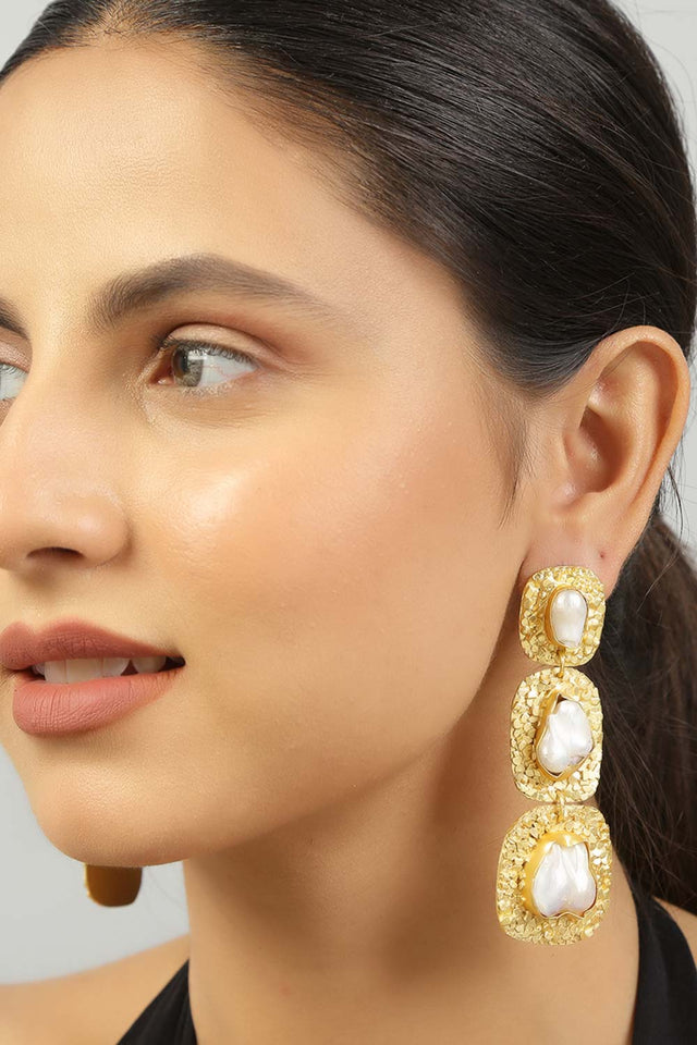 Baroque Pearl Statement Earrings (FEMCJ008)