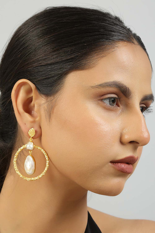 Baroque Pearl Contemporary Earrings (FEMCJ010)
