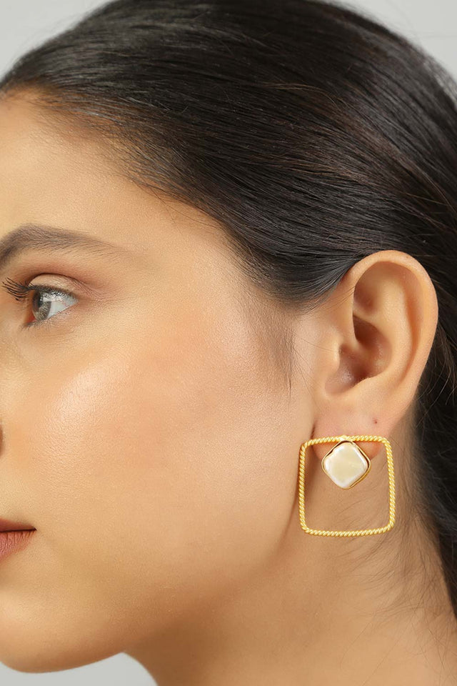 Gold Plated Contemporary Baroque Earrings (FEMCJ018)