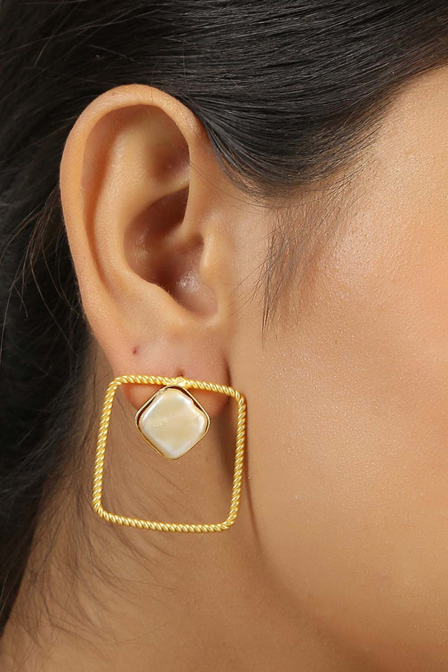 Gold Plated Contemporary Baroque Earrings (FEMCJ018)