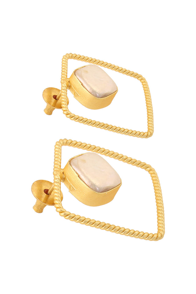 Gold Plated Contemporary Baroque Earrings (FEMCJ018)