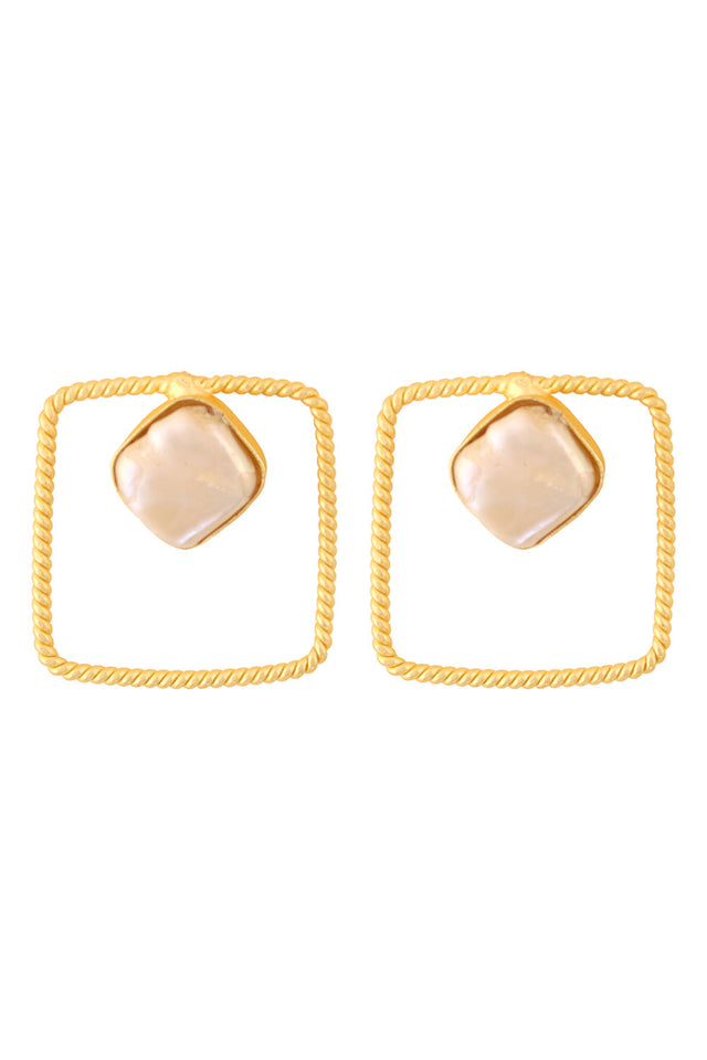 Gold Plated Contemporary Baroque Earrings (FEMCJ018)