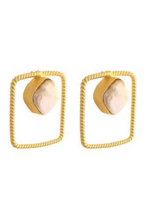 Gold Plated Contemporary Baroque Earrings (FEMCJ018)