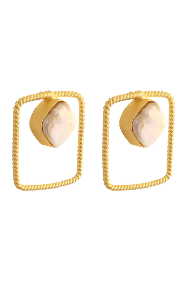 Gold Plated Contemporary Baroque Earrings (FEMCJ018)
