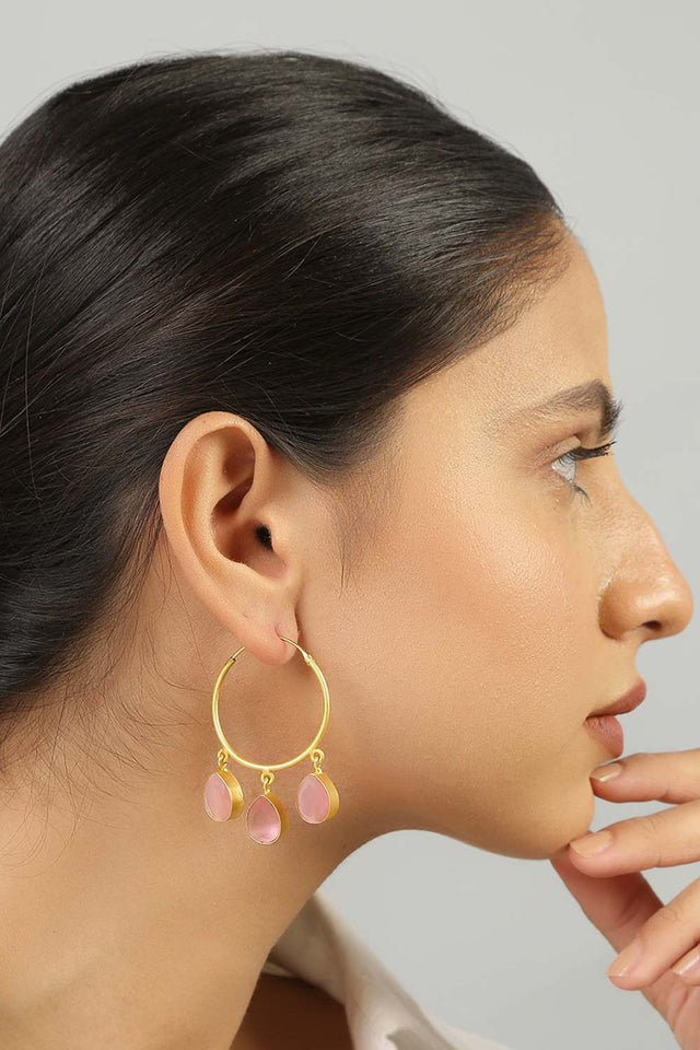 Gold Plated Handcrafted Brass Hoop Earrings (FEMCJ021)