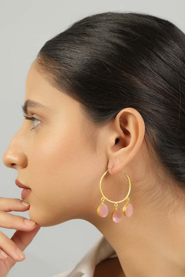 Gold Plated Handcrafted Brass Hoop Earrings (FEMCJ021)