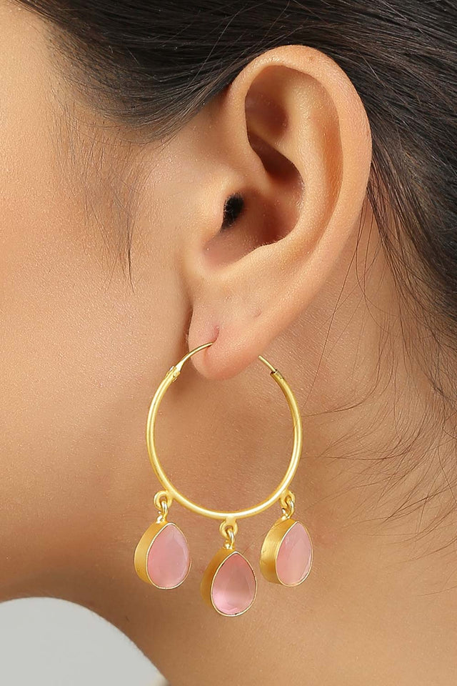 Gold Plated Handcrafted Brass Hoop Earrings (FEMCJ021)