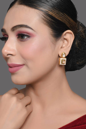 Gold Tone Kundan Earrings (FEMDW005)