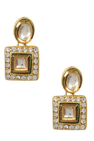 Gold Tone Kundan Earrings (FEMDW005)