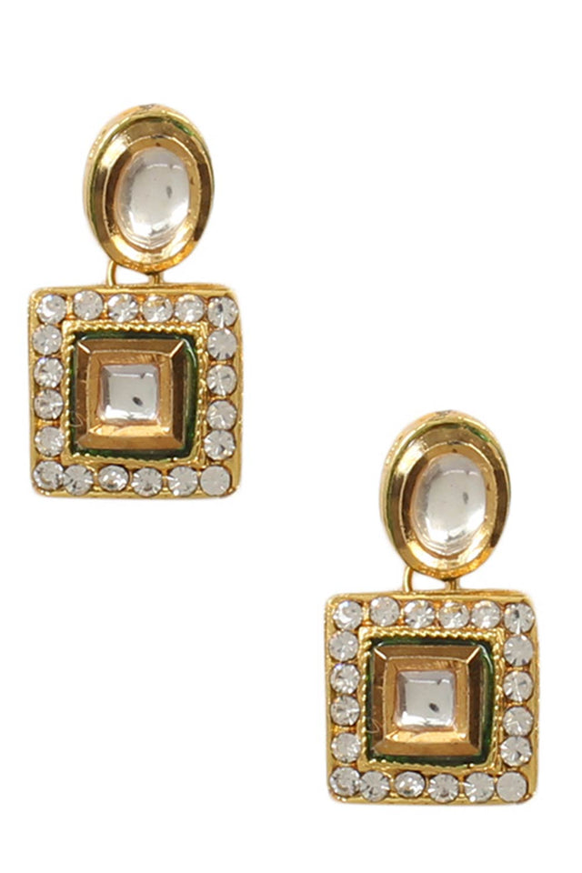 Gold Tone Kundan Earrings (FEMDW005)