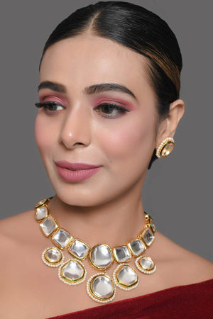 Kundan Inspired Necklace With Earrings (FEMDW008)