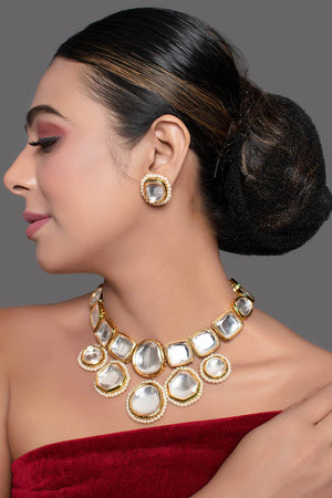 Kundan Inspired Necklace With Earrings (FEMDW008)