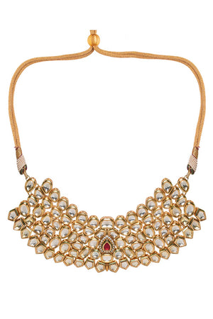 Handcrafted Maharani Kundan Necklace With Earrings & Mang Tikka