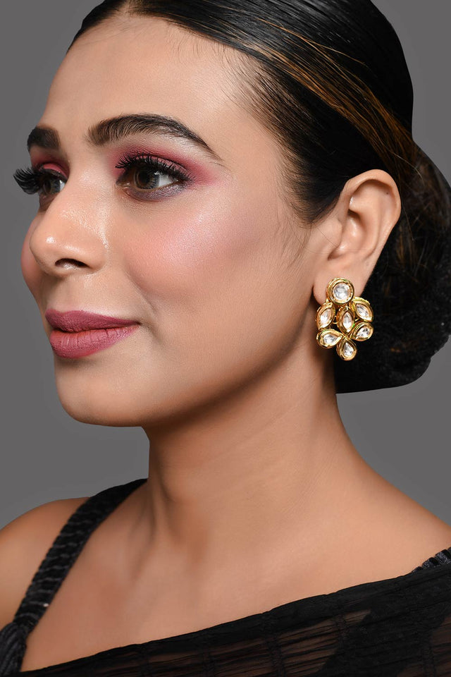 Gold Tone Handcrafted Kundan Earrings (FEMDW025)
