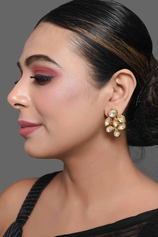 Gold Tone Handcrafted Kundan Earrings (FEMDW025)
