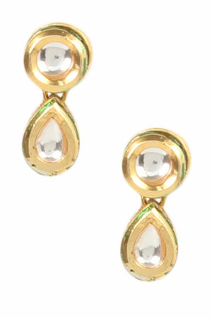 White Gold Tone Kundan Necklace With Earrings (FEMDW038)
