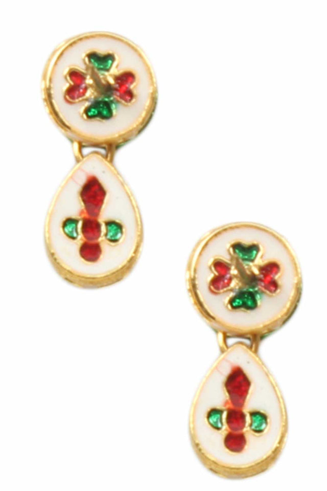 White Gold Tone Kundan Necklace With Earrings (FEMDW038)