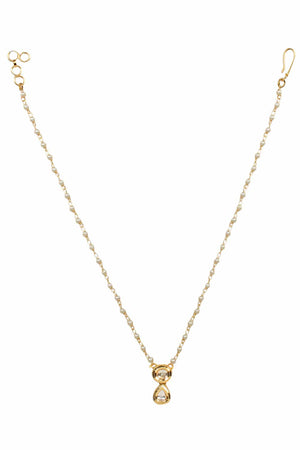 White Gold Tone Kundan Necklace With Earrings (FEMDW038)