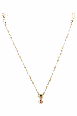 White Gold Tone Kundan Necklace With Earrings (FEMDW038)