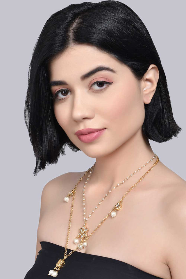 Multilayered Kundan Embellished Necklace (FEMDW039)