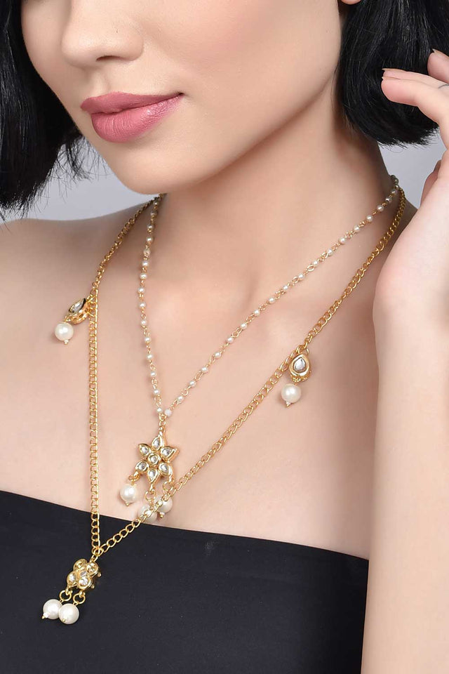 Multilayered Kundan Embellished Necklace (FEMDW039)