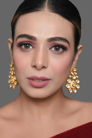 Classic Gold Tone Kundan Inspired Earrings (FEMDW044)