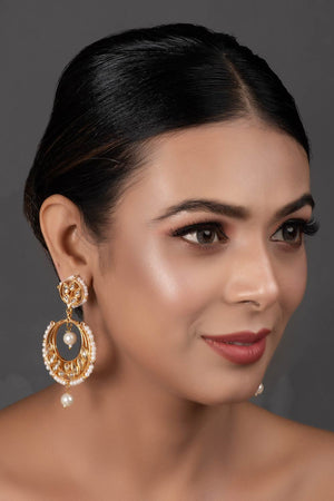 Pearl Beaded Kundan Inspired Drop Earrings (FEMERS066)