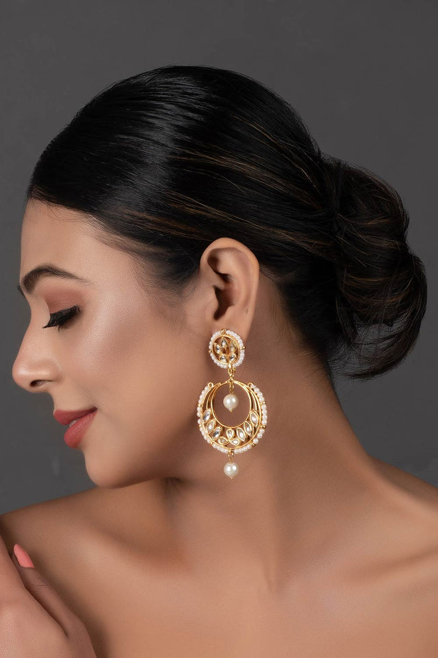 Pearl Beaded Kundan Inspired Drop Earrings (FEMERS066)