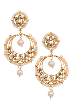 Pearl Beaded Kundan Inspired Drop Earrings (FEMERS066)