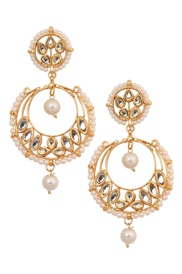 Pearl Beaded Kundan Inspired Drop Earrings (FEMERS066)