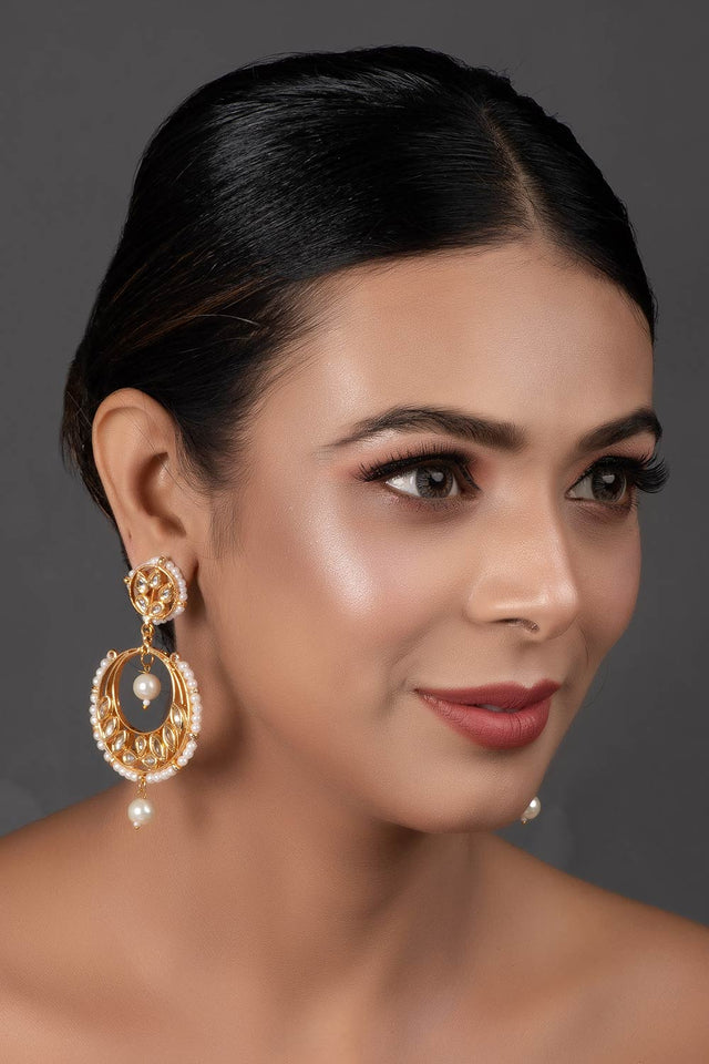 Pearl Beaded Kundan Inspired Drop Earrings (FEMERS066)