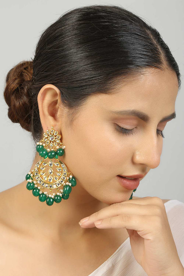 Kundan Crescent Shaped Earrings