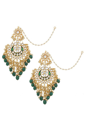 Kundan Green Enamel Chandbali