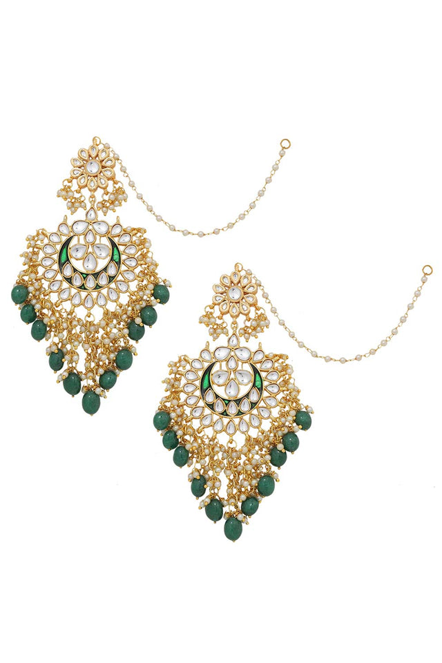 Kundan Green Enamel Chandbali