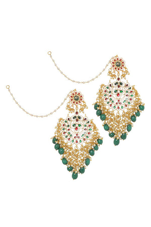 Kundan Green Enamel Chandbali