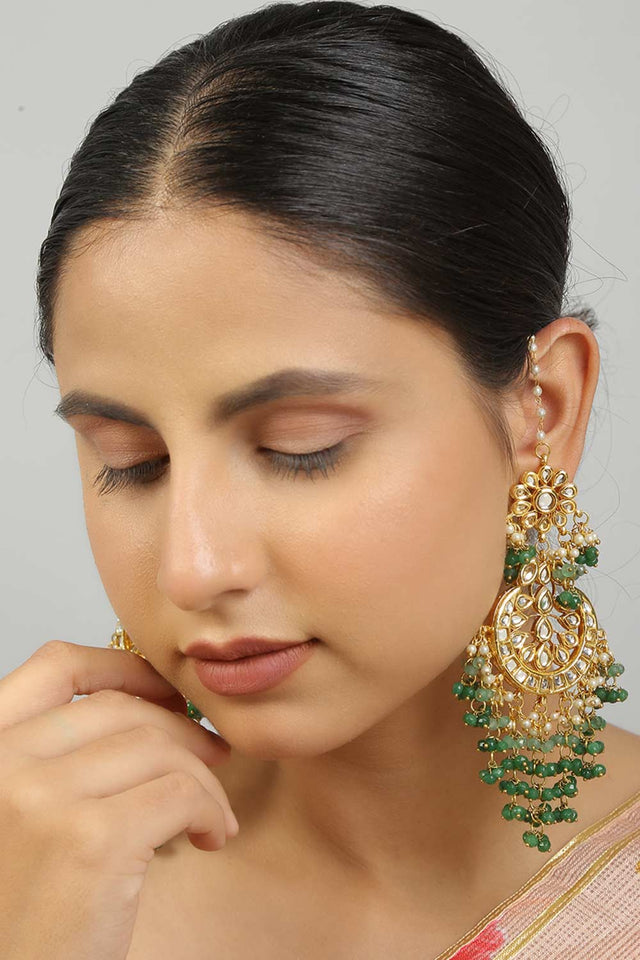 Kundan Crescent Shaped Earrings