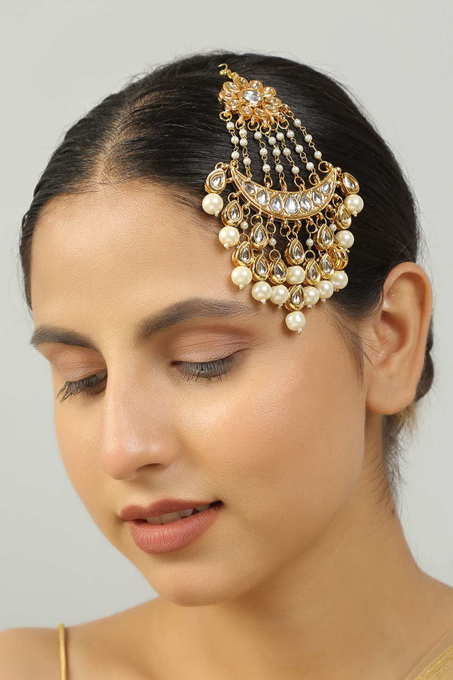 Pearl Beaded Kundan Inspired Jhumar Passa (FEMKD030)