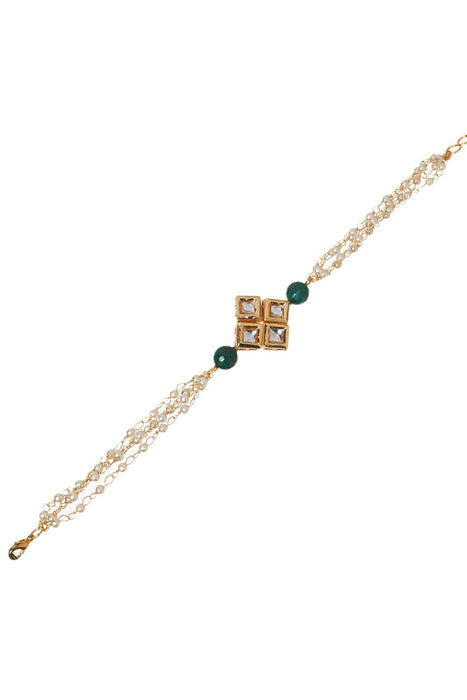 Buy Red Green Gold Plated Silver Kundan Bracelet by MERO JEWELLERY at Ogaan  Online Shopping Site