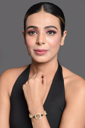 Kundan Floral  Gold Tone Bracelet