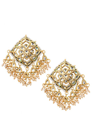 Gold Tone Kundan Inspired Mang Tikka With Earrings (FEMMTS009)